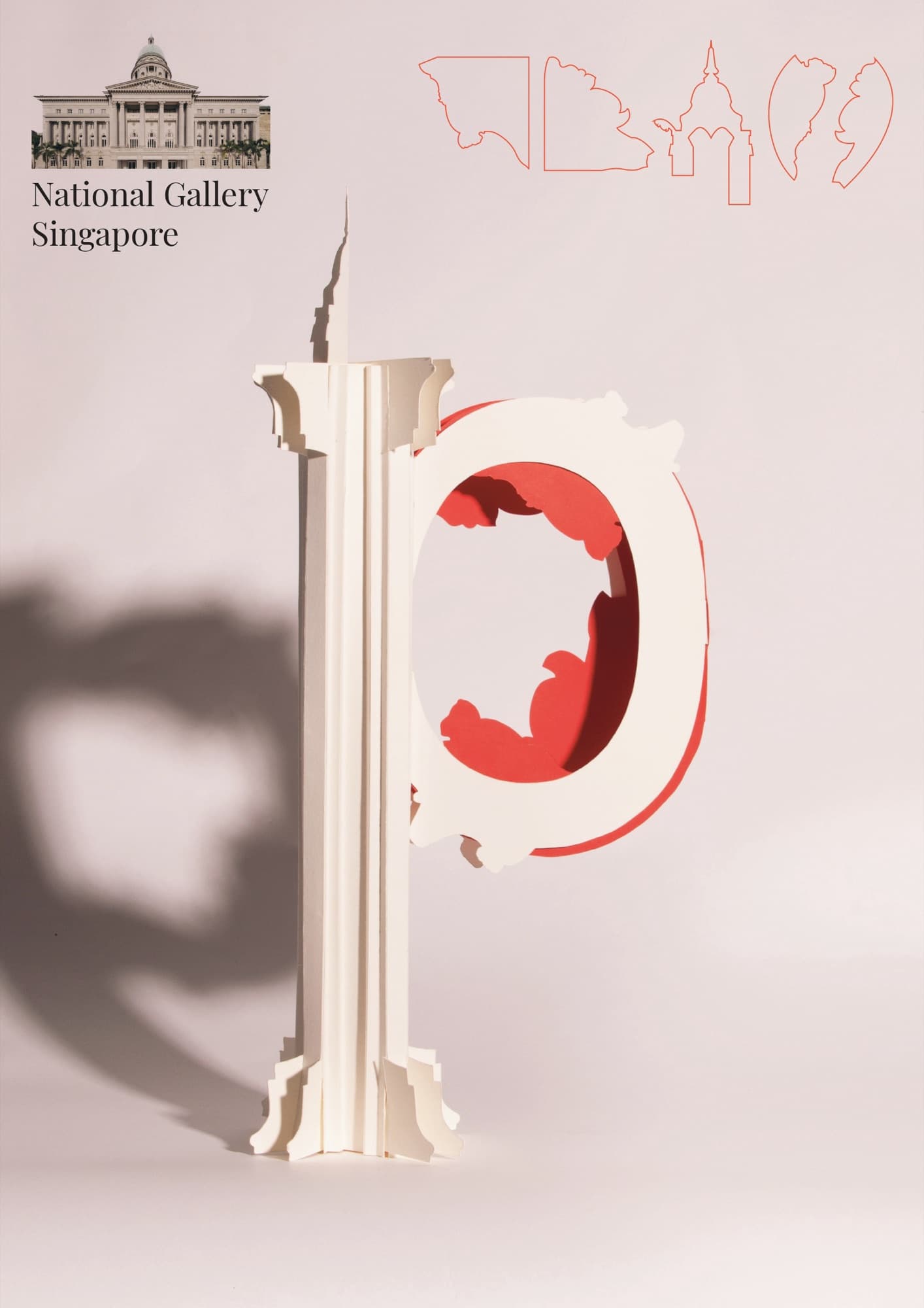 Paper-cut 3D letterform built from National Gallery architectural profiles
