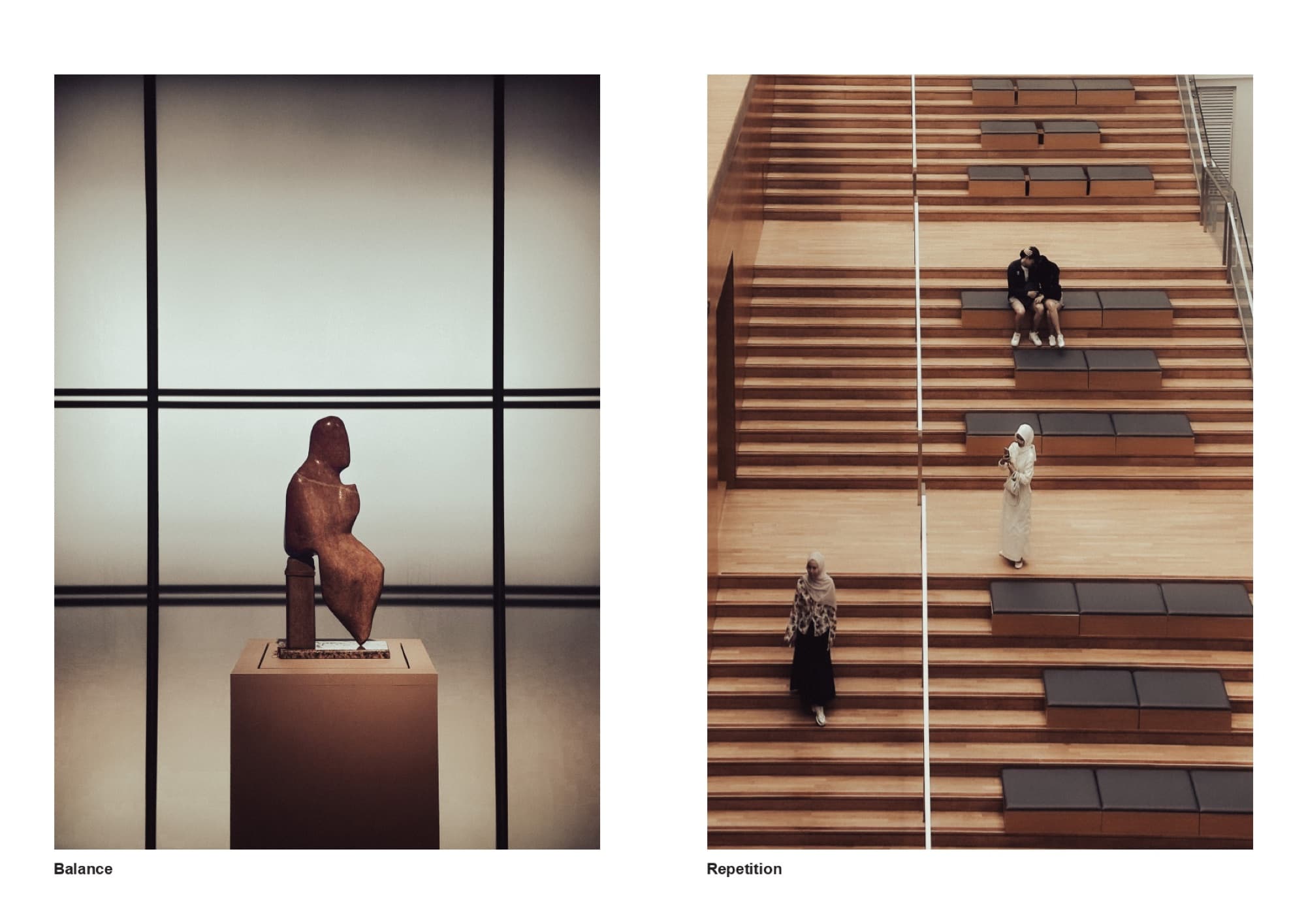 Design-principle photo study — balance and repetition at the Gallery